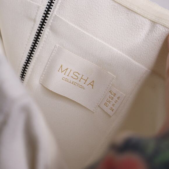 MISHA Strapless Peplum Blouse Top Hook and Eye Detail Lined in White Women's 2 - Picture 10 of 13